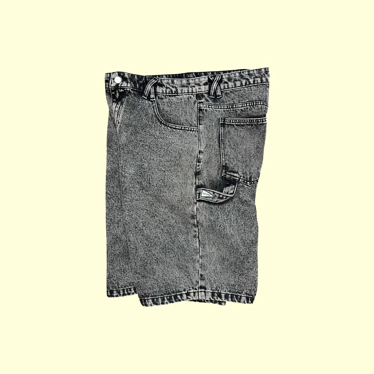 【oan】Rough Stone Washed Shorts All Roads Carpenter Shorts (Ultra Washed Black) – Arsenic