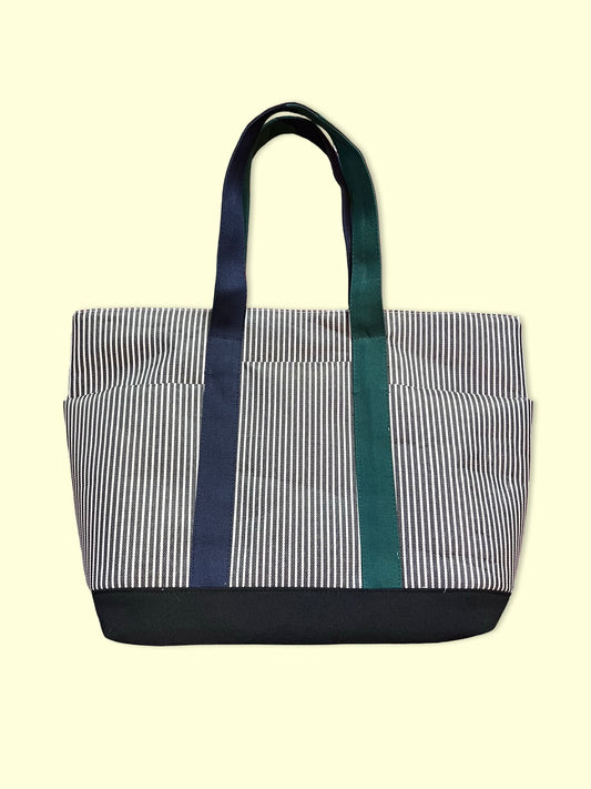 Magnetic Tote (Black/White Striped)