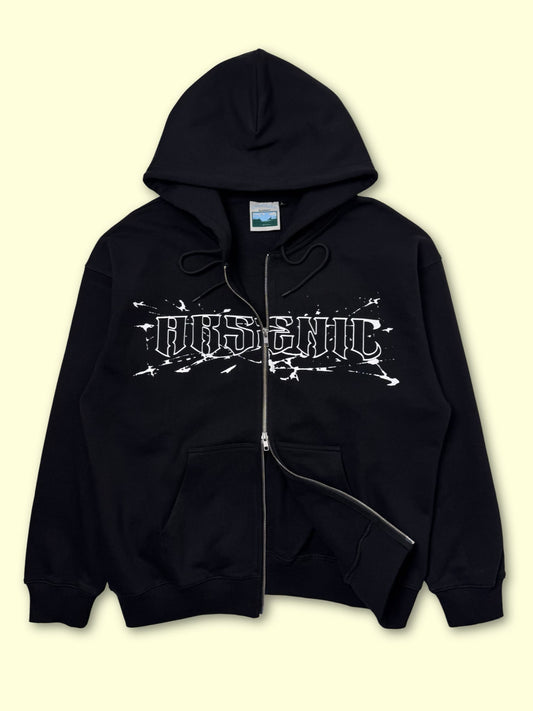 "Shattered" Zippered Sweatshirt (Black)